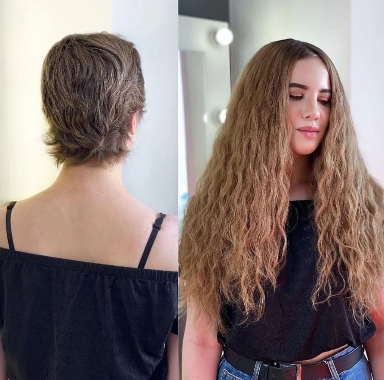 Advanced hot fusion hair extensionson short hair in Taina Beauty Salon, Punta Cana